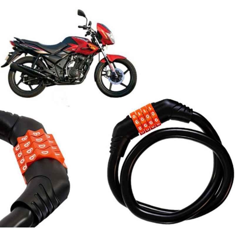 Auto Pearl Black & Orange 4 Digit Anti-Theft Combination Number Lock for Flame
