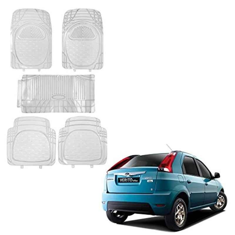Kozdiko 5 Pcs 6205 Rubber & PVC Clear Car Foot Mat Set for Mahindra Verito Vibe