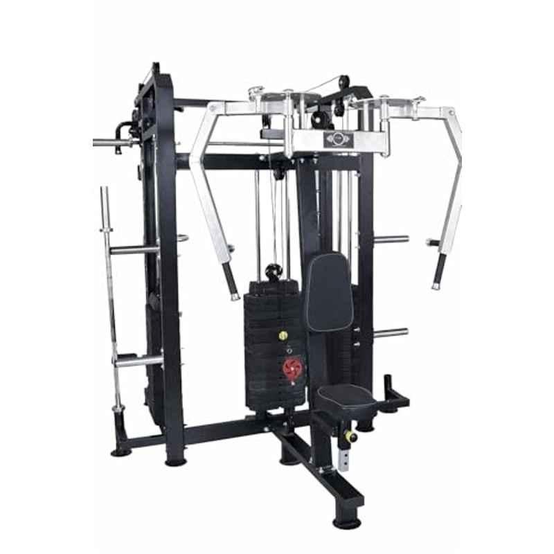 GYM24 Equipment Alloy Steel Black Multi Functional Trainer Smith Machine & PEC Fly with Rear DELT, GFTS-701