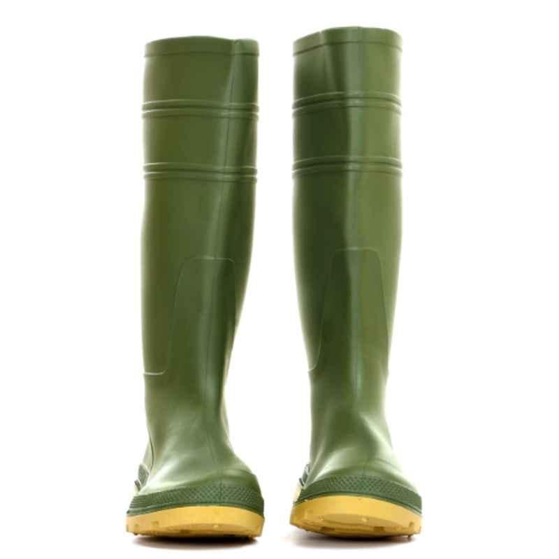 Darit ES-195-12 Leather Steel Toe Military Green Safety Gumboot, Size: 12