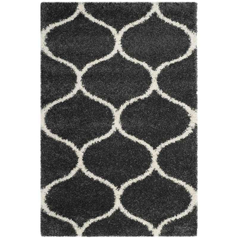 Carpetify 3x5ft Dark Grey & Ivory Modern Plush Area Rug, 0609YIZ4FNH