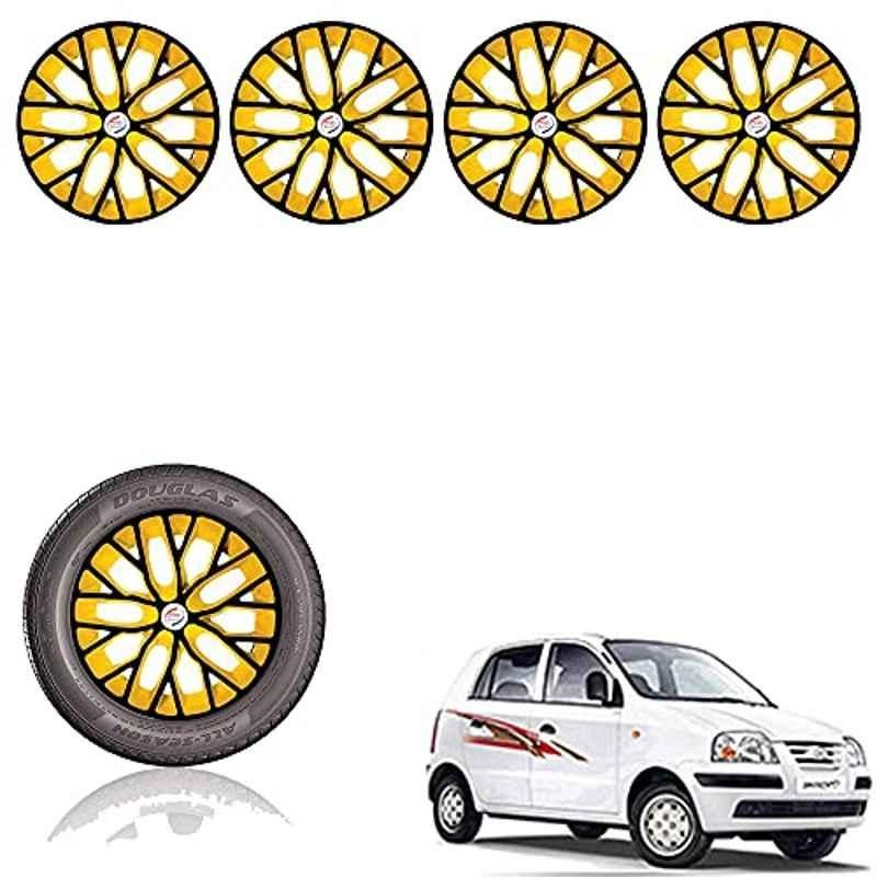 Auto Pearl 13 inch ABS Black & Yellow Press Type Car Hub Cap Wheel Cover for Santro Xing