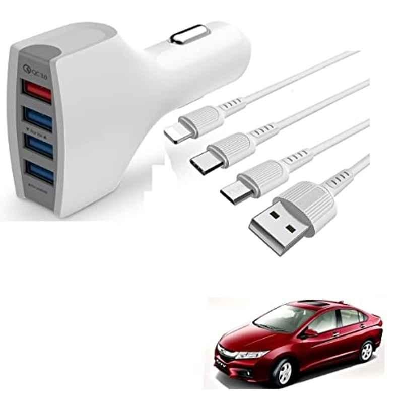 Kozdiko 4 Port USB Car Charger with 3 in 1 Cable for Honda Idtec (2014-Present)