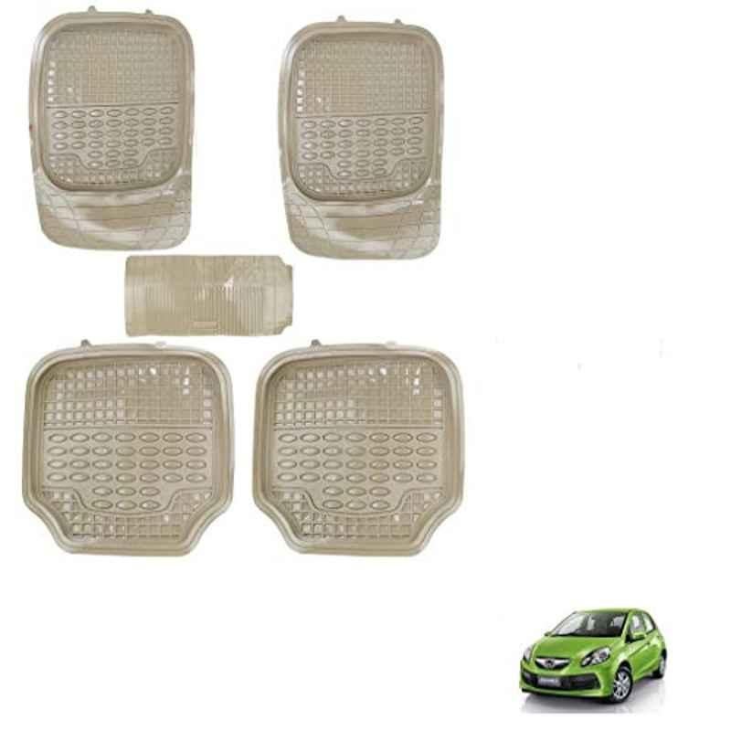 Kozdiko 5 Pcs 4G Beige Rubber & PVC Heavy Car Foot Mat Set for Honda Brio, koz_81154