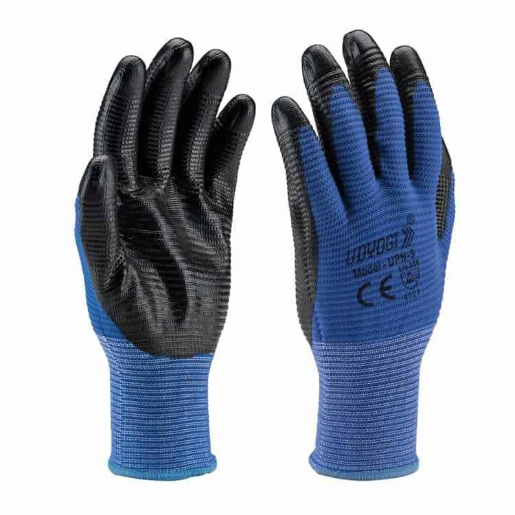 Udyogi UPN 3 Nylon & Lycra Liner Heavy Nitrile Palm Coating Blue & Black  Safety Gloves, Size: 8 inch