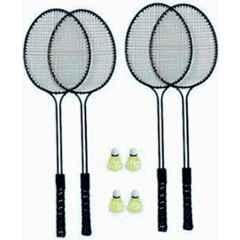 STYRKR 2 Pcs Alloy Steel Multicolour Badminton Racket Set of 4 with Four Shuttlecocks