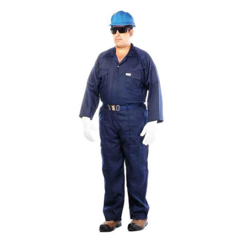 Vaultex Navy Blue Twill Safety Coverall Suit Work Wear with Reflective Tapes, Size: Large, 1NV-L