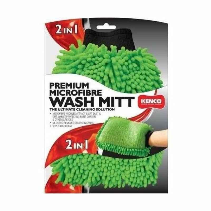 Kenco 2 in 1 Premium Wash Mitt, Microfiber, Green