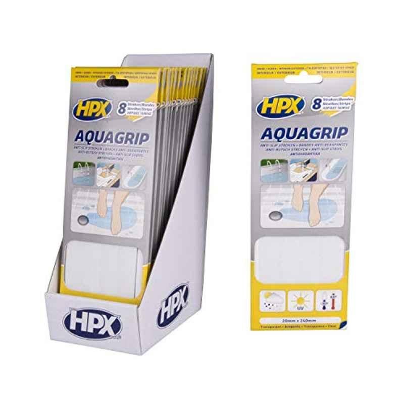 HPX 20x240mm Transparent Aqua Grip Strips (Pack of 8)