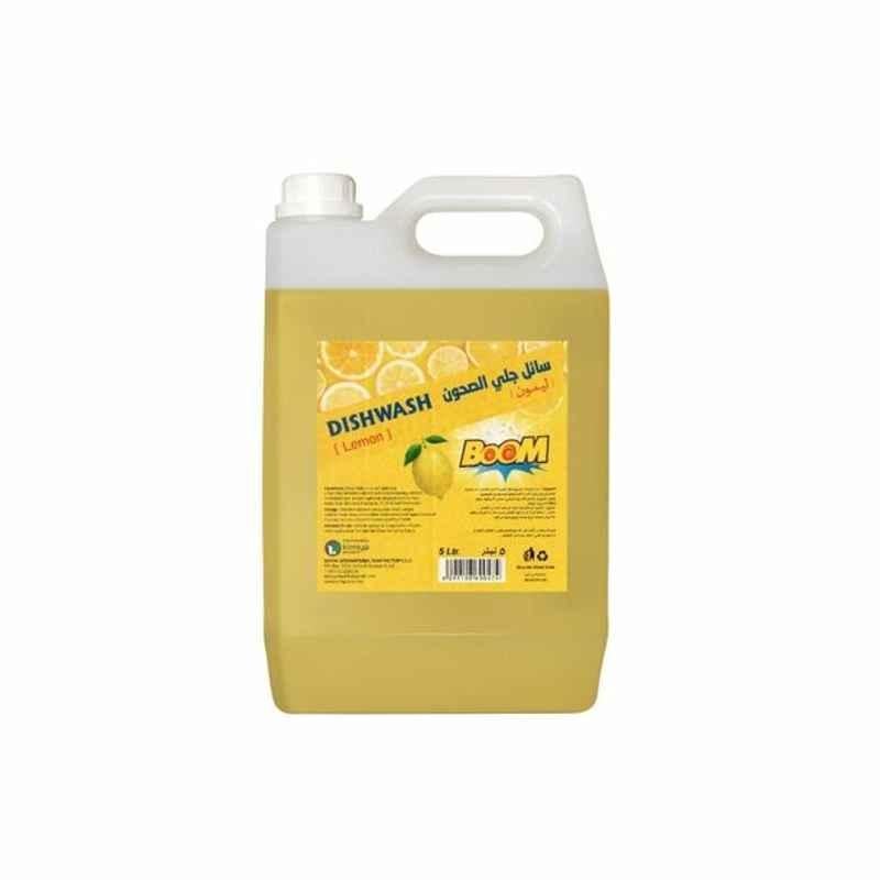 Boom Dishwash Liquid, Lemon Fragrance, 5 L, 4 Pcs/Carton