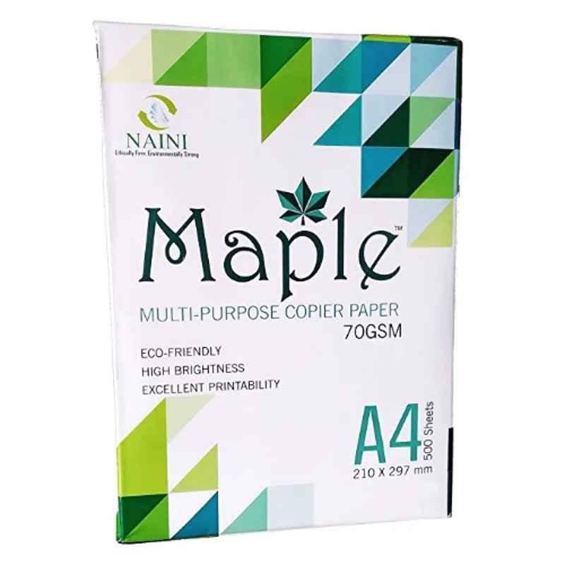 Naini Maple 500 Sheets 70 GSM White Copier Paper, TE001 (Pack of 5)