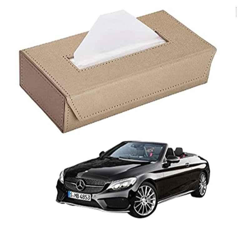 Kozdiko 100 Pulls PU Leather Beige Car Tissue Paper Box with 200 Sheets for Mercedes Benz E-Class