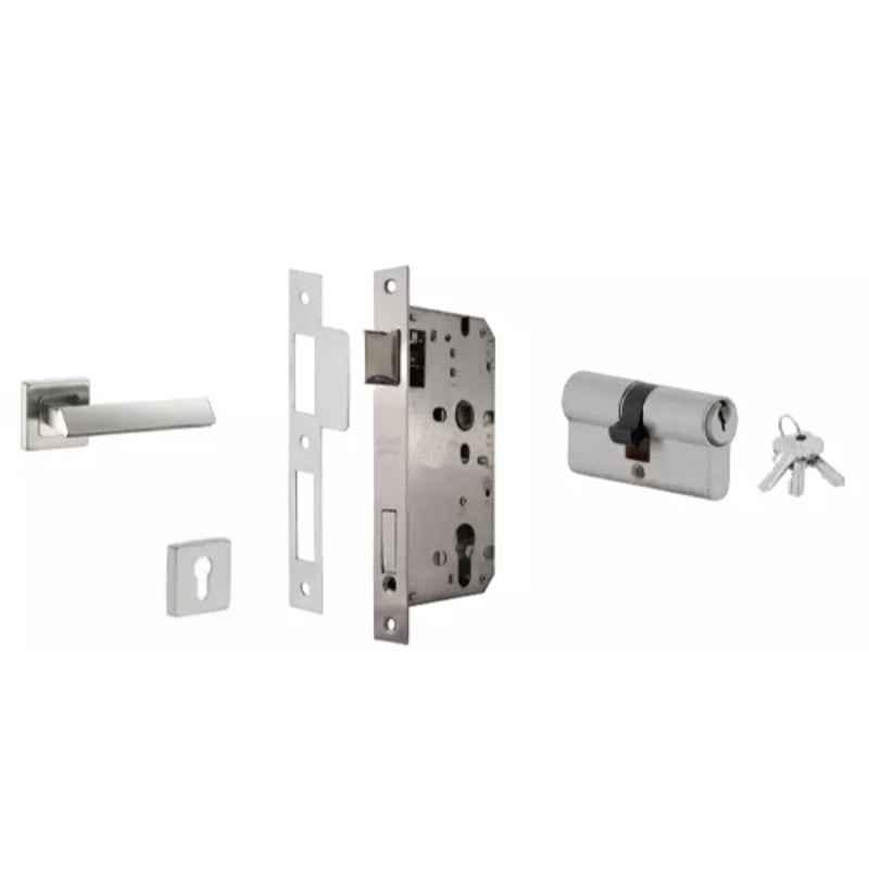 Dorset ML Series Elmo 70mm Stainless Steel Silver Chrome Finish Door Handle Lock Set with Both Side Key Cylinder