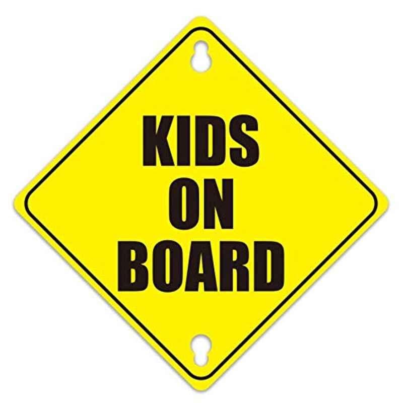 Rubik 12.5x12.5cm Yellow Kids On Board Car Sign, RB-KOB-YS-01