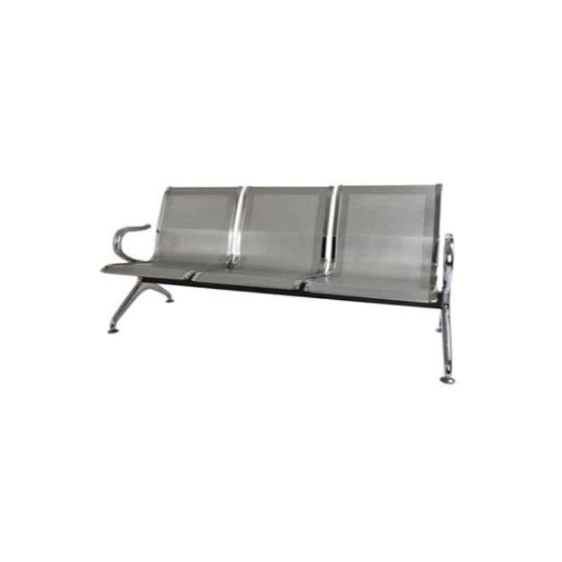53x169x43cm 3 Seater Stainless Steel Silver Bench