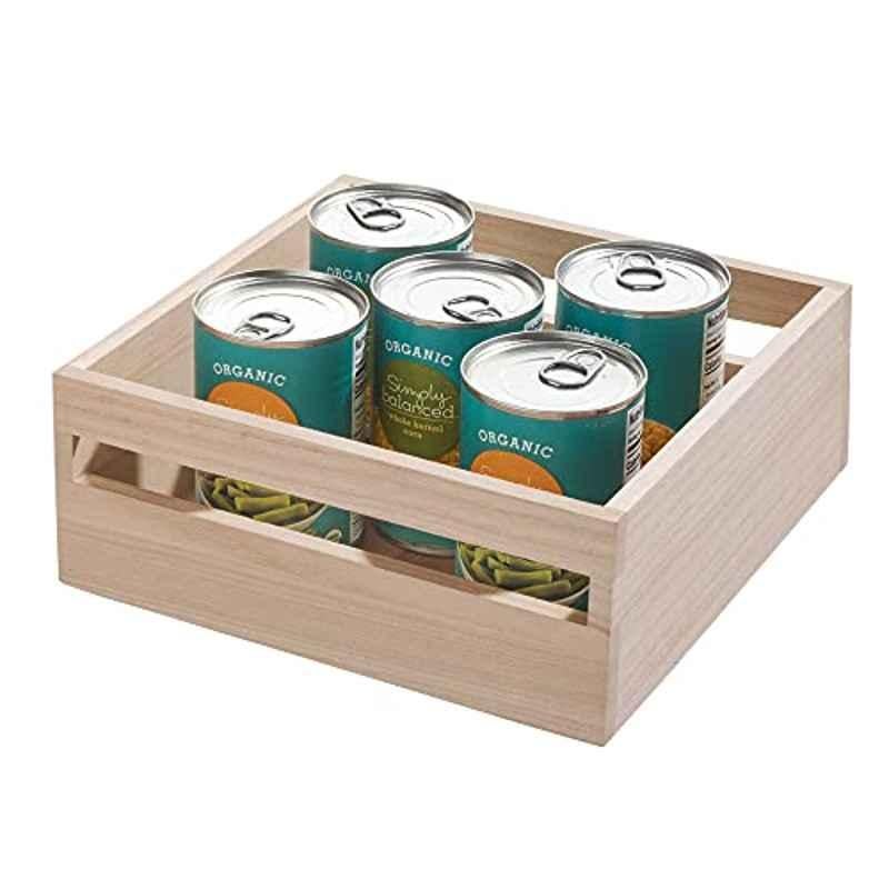 Idesign 10x10x4 inch Wood Natural Kitchen Storage Bin With Handle, 33130