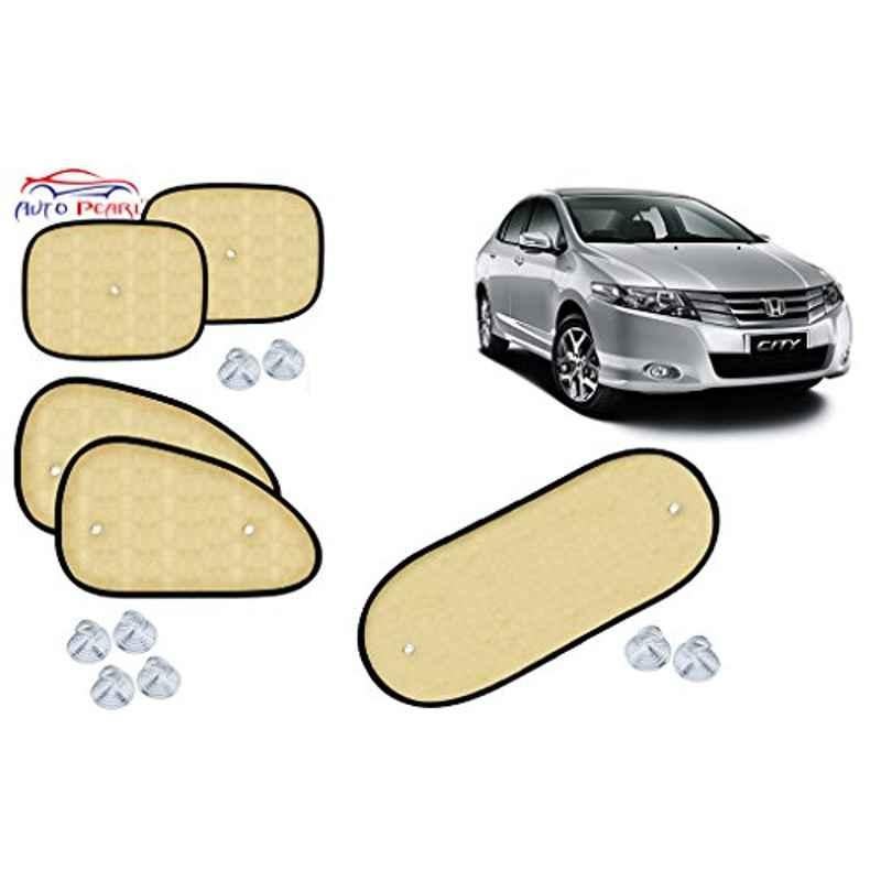 Auto Pearl 5 Pcs PVC & Mesh Beige Window & Rear Sun Shade Set for Honda City, Chipkoo_Beige5_City