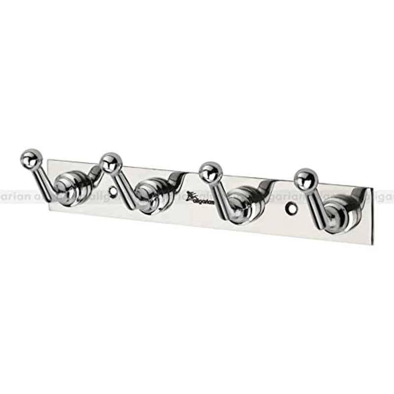 Aligarian 4 Leg Stainless Steel Silver Polished Finish Wall Mounted Rocksy Cloth Hook Hanger