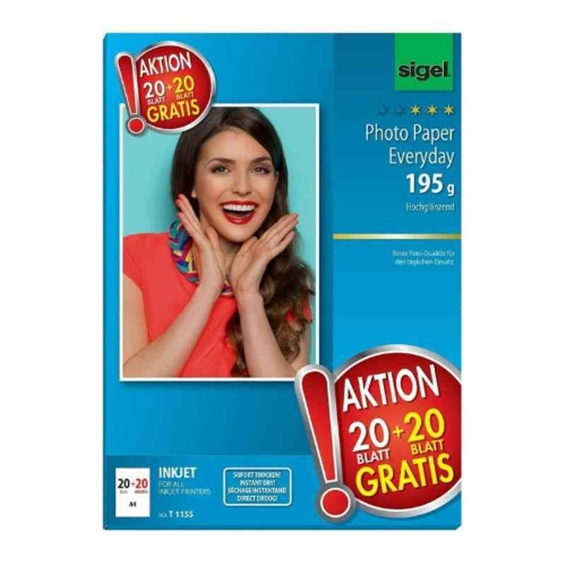 Sigel T1155 A4 20+20 Sheet 195 GSM Glossy White Inkjet Everyday plus Photo Paper
