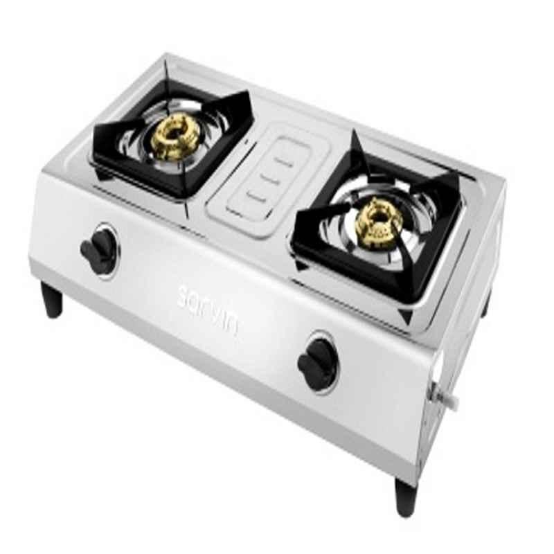 Sarvin DBSB-2010 Stainless Steel 2 Burner Manual Ignition Gas Stove
