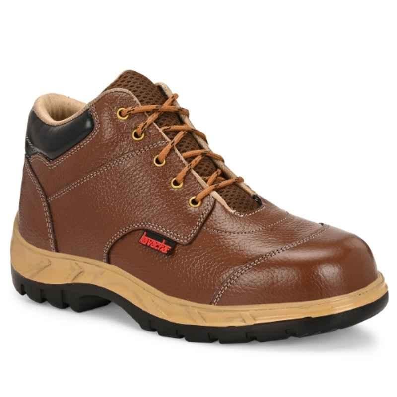 Kavacha S142 Leather Tan Steel Toe Safety Shoe, Size: 9