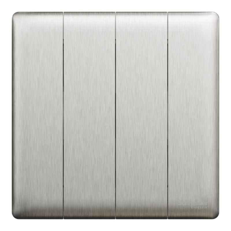 Schneider Electric Unica X 16A 250V 1 Way 4 Gangs Stainless Steel Switch, NUX34_1_SS
