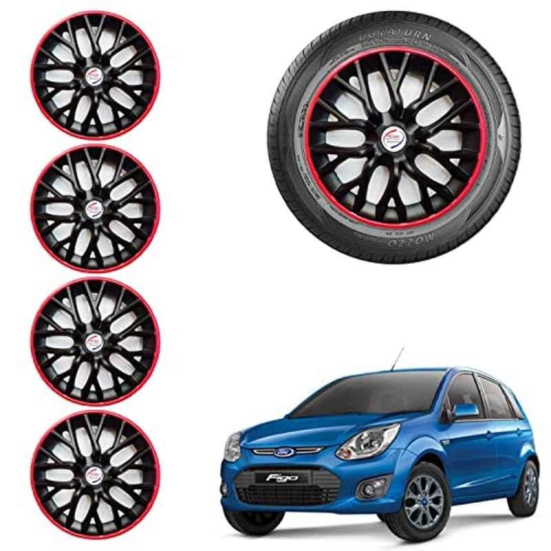 Auto Pearl 4 Pcs 14 inch ABS Black & Red Car Wheel Cover Set for Ford Figo Type 2