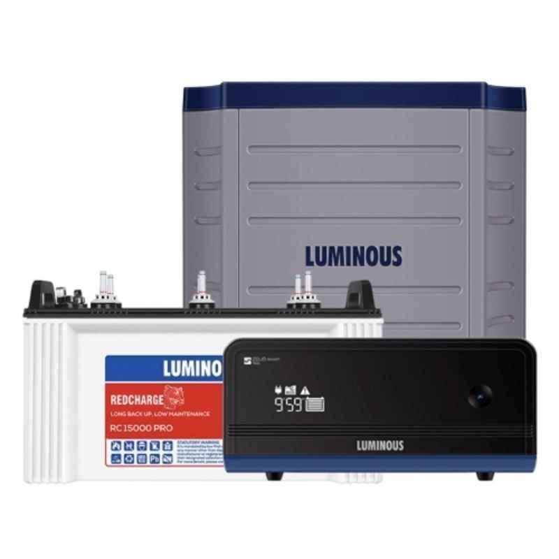 Luminous Zelio Smart 1100 900VA 12V Pure Sine Wave Inverter & Red Charge RC 15000 PRO 120Ah Short Tubular Battery with Trolley Combo