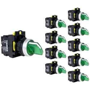 Yokins 22mm 220VAC 2NO Green 3 Position Illuminated Maintained Selector Switch, EB2M-A-20XD (Pack of 10)