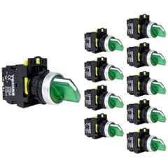 Yokins 22mm 220VAC 2NO Green 3 Position Illuminated Maintained Selector Switch, EB2M-A-20XD (Pack of 10)