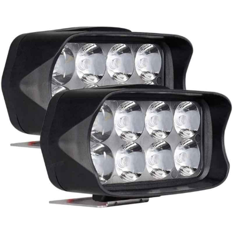 AllExtreme EXL21WW 2 Pcs 8 LED 12W White Off/On Road Driving Work Fog Light Set