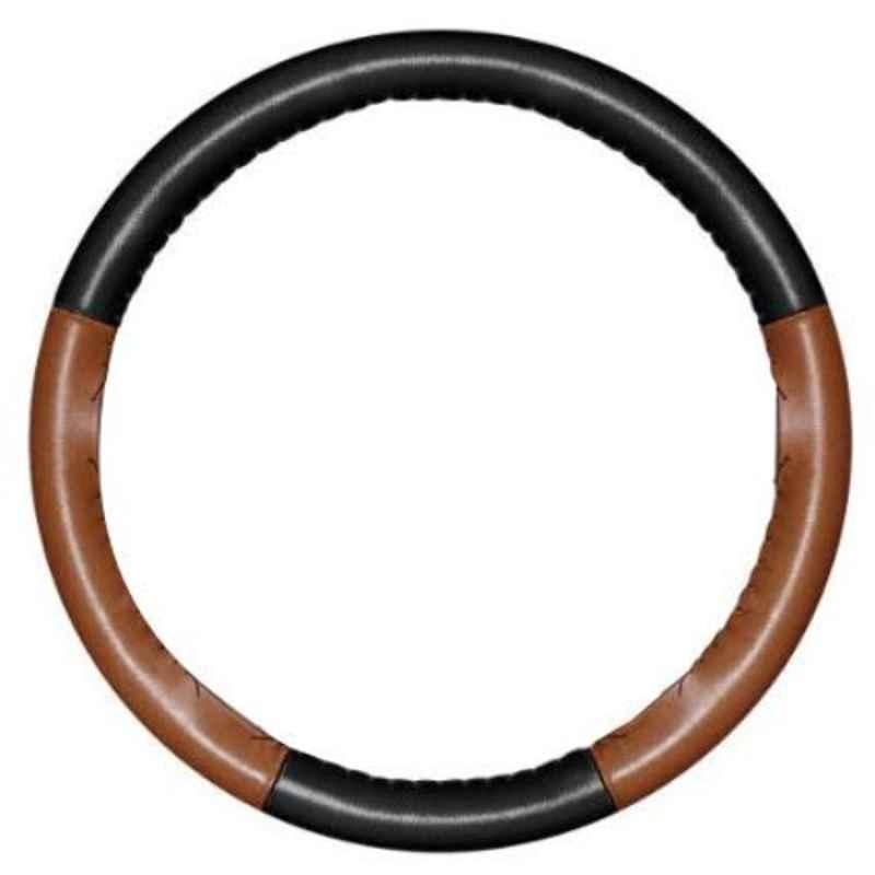 Enexoya SC105869 10 inch Leather Black & Tan Stichable Car Steering Cover for Nissan Terrano, 105869