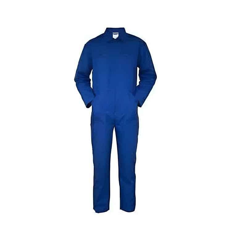Ishan Navy Blue Cotton Fabric 2 Piece Boiler Suit (Pant-Shirt), 5504, Size: Large