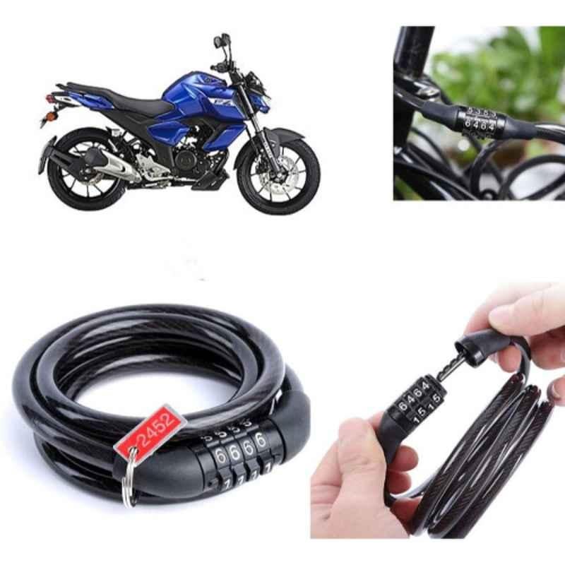 Auto Pearl PVC & Plastic Black Combination Cable Lock for FZ S V3 BS6