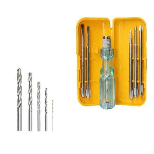 Hillgrove HGCM458M1 5 Pcs HSS Drill Bit Set 5 in 1 Combination Screwdriver Kit Combo HGCM825