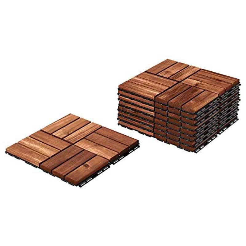 Rubik 30x30cm Acacia Wood Floor Decking Tile (Pack of 9)