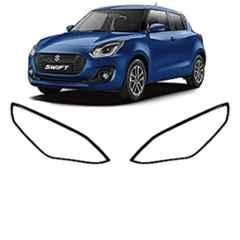 SureStrive 2 Pcs Glossy Black Chrome Finish Head-Light Cover Set for Maruti Suzuki New Swift 2018