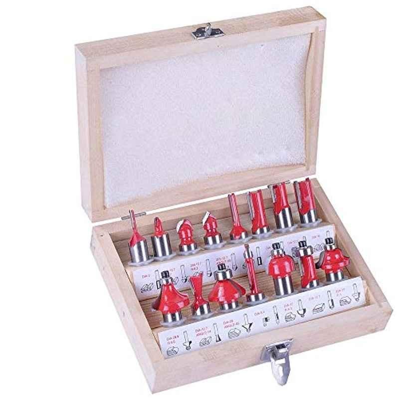 Carpenter Carbide Router Drill Bit Set (1/2In Shank,15 PCS ,12.7mm)