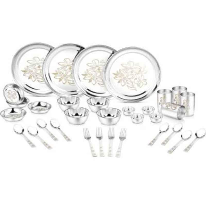 Classic Essentials SNB-32 Glory 32 Pcs Stainless Steel Mirror Finish Dinner Set with Permanent Laser Design