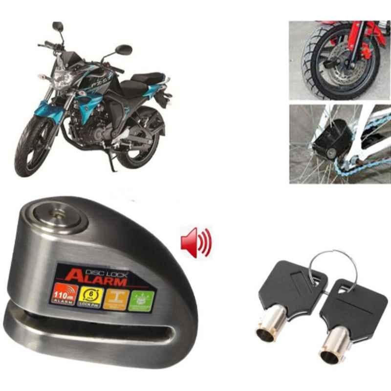 Auto Pearl Steel Black Anti-Theft Alarm Disc Brake Lock for FZ S FI (V 2.0) BS6, Lock_773