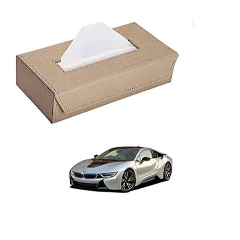 Kozdiko 100 Pulls PU Leather Beige Car Tissue Paper Box with 200 Sheets for BMW I8