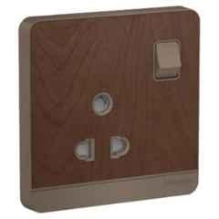 Schneider Electric Avataron 6A 3 Pole Polycarbonate Wood Socket Switch, E8315_6_WD