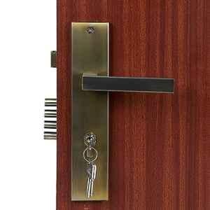 Handle Waala LB301 10 inch 60mm Stainless Steel Antique Brass Finish Cylindrical Plate Both Side Key Mortise Door Lock Set