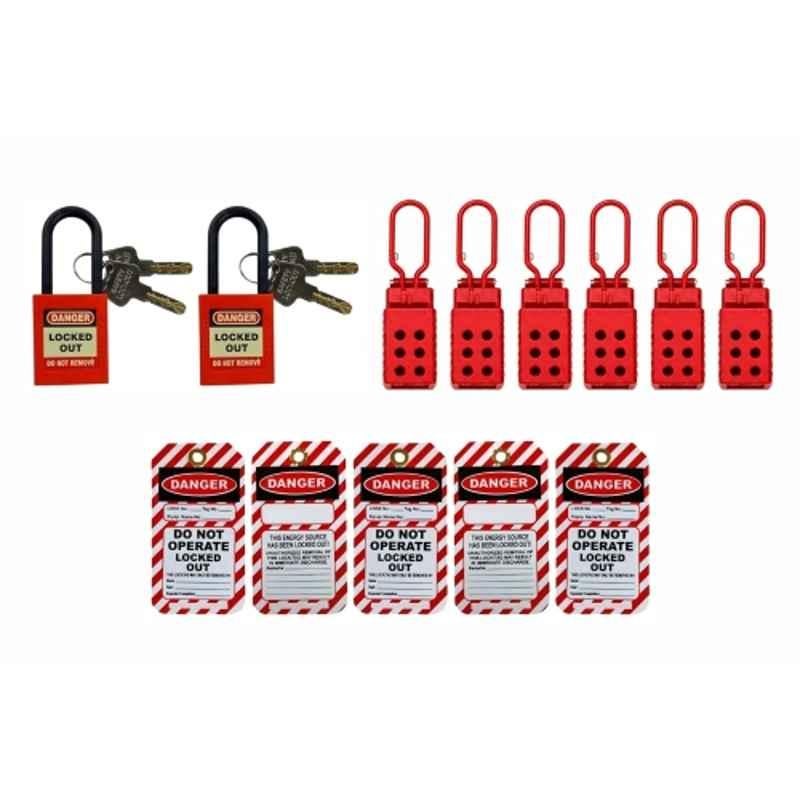 Telly Safety 13 Pcs Polyvinyl Chloride Red Lockout Tagout Safety Lock Kit