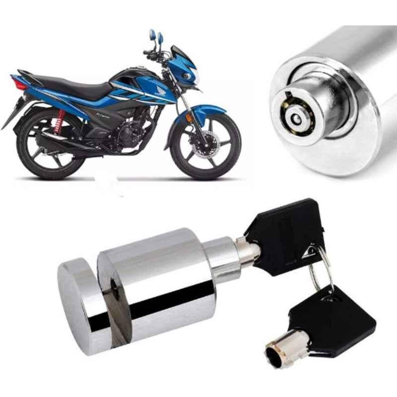 Auto Pearl Stainless Steel Silver Heavy Duty Anti Theft Motorcycle Disc Brake Lock, Lock-227