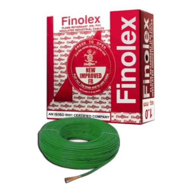 Finolex 1 Sqmm 90m Green Single Core FR PVC Insulated Industrial Cable, 10303