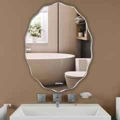 Plantex Glass Frameless Oval Mirror for Wall/Mirror with Bevelled Smooth Edges/Mirror for Bathroom/Dressing Room/Living Room/Bedroom/Entryway 18x24 inch, Clear
