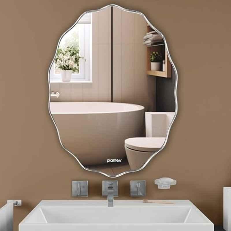 Plantex Glass Frameless Oval Mirror for Wall/Mirror with Bevelled Smooth Edges/Mirror for Bathroom/Dressing Room/Living Room/Bedroom/Entryway 18x24 inch, Clear