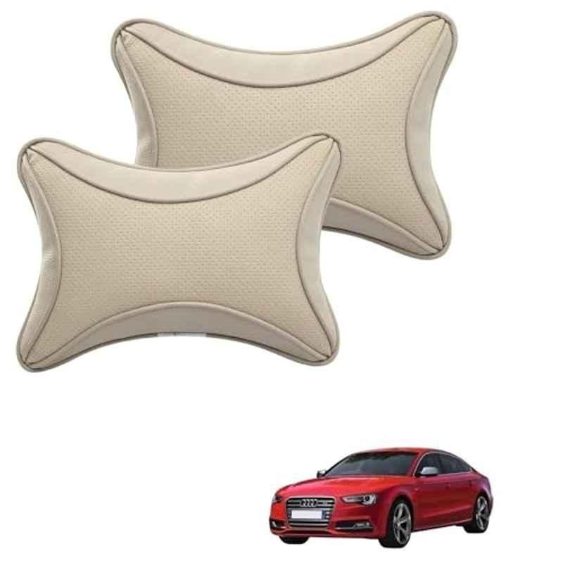 Kozdiko 2 Pcs Memory Foam & Polyester Beige Dots Car Neck Rest Pillow Set for Audi S5, XNVJVHGJFH211