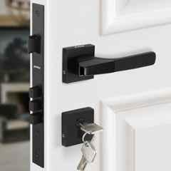 Plantex Triple Security Door Lock Set with 3 Years of Warranty/Mortise Lock for Door with Brass Lock Body & Cylinder 7114 DC-Black & Z-Black